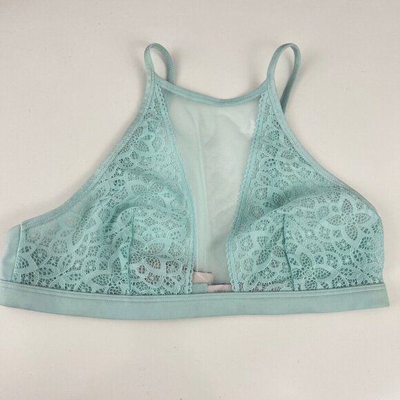 Victorias Secret Aqua Lace High Neck Bralette W Adjustable Straps & Back Closure - Picture 3 of 3